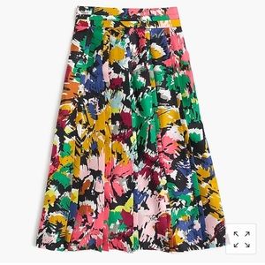 J. Crew Double Pleated Silk Floral Midi Skirt